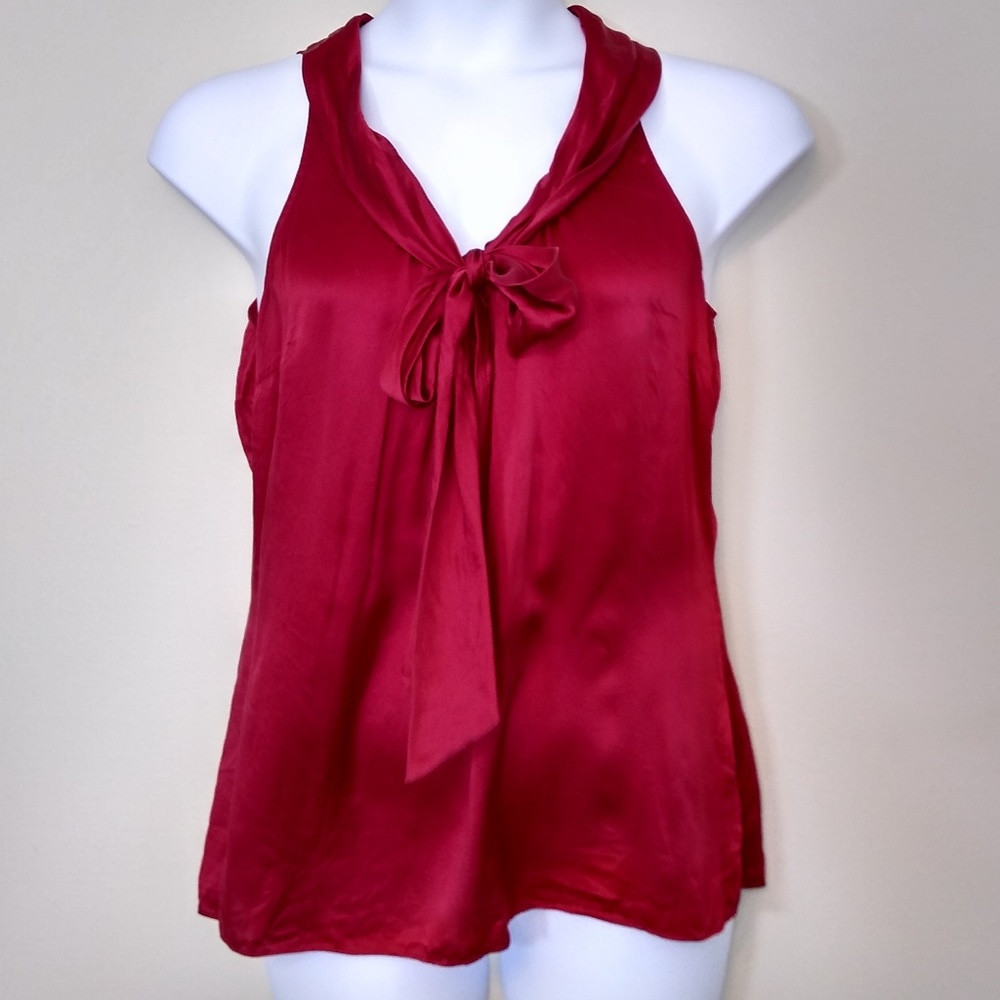White House Black Market red silk top size M